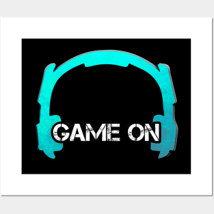 Headphones - Gamer - Graphic Gaming - Video Game Lover - Light Blue Posters and Art